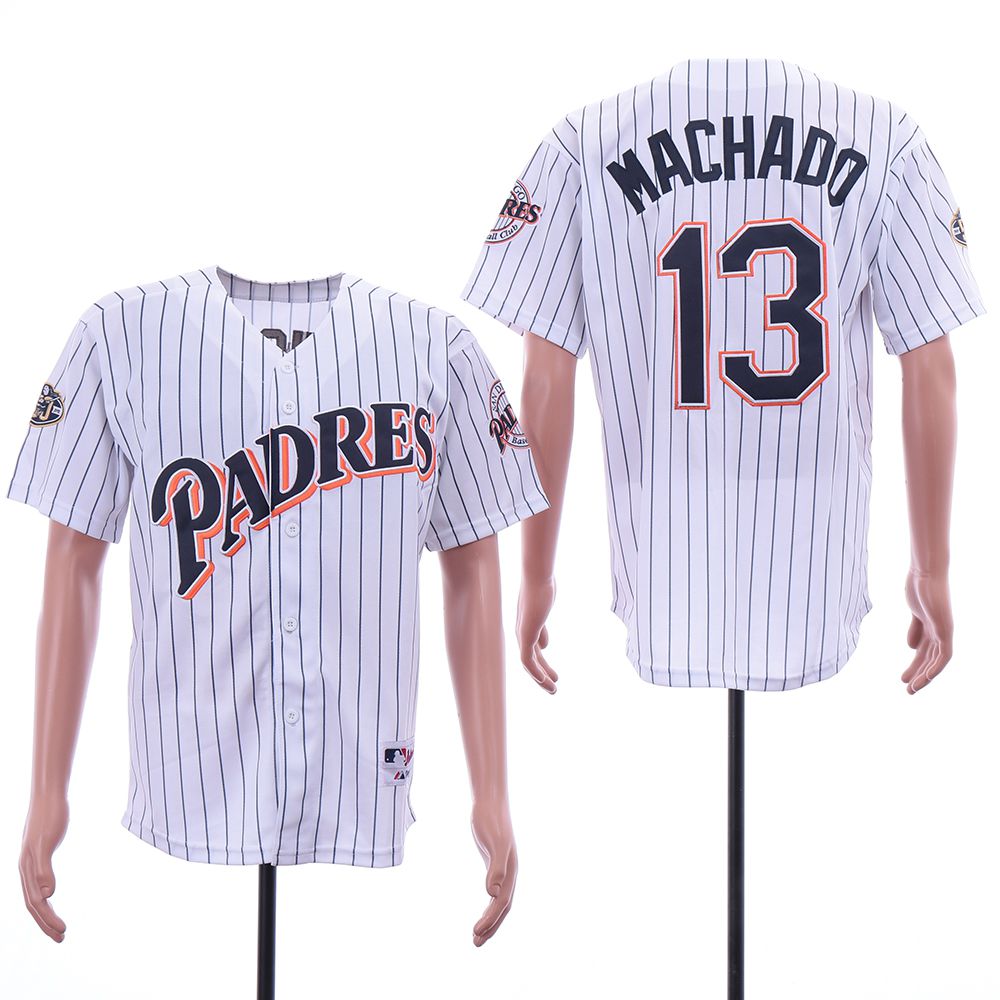 Men San Diego Padres #13 Machado White MLB Jerseys->chicago white sox->MLB Jersey